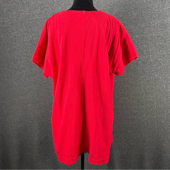 Oh My Gauze Women’s XXL Red Tunic Lightweight Bohemian Lagenlook Artsy Cotton - Picture 5 of 10